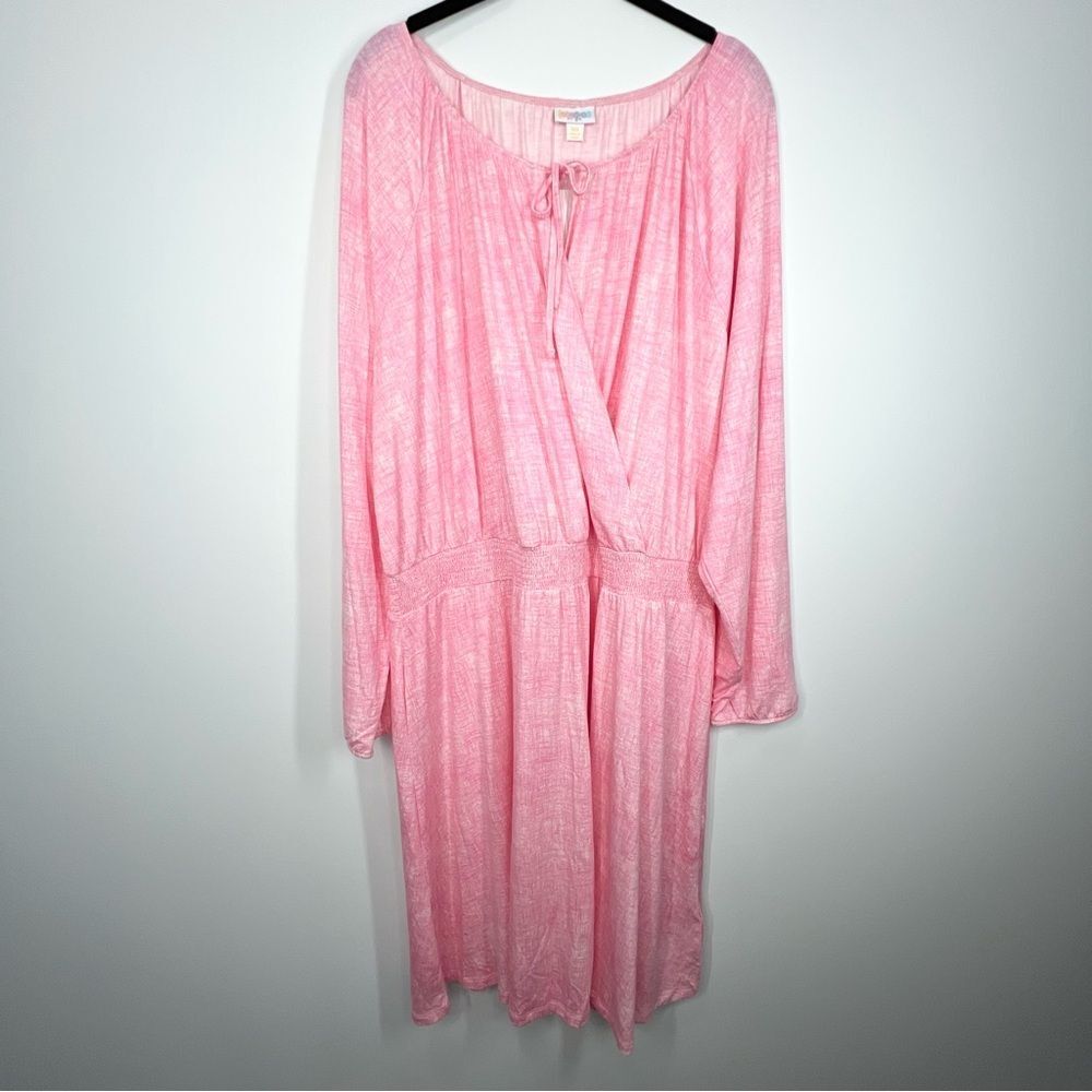 NWT Lularoe Jody Long Sleeve Peasant Dress Stretchy Pink 3XL
